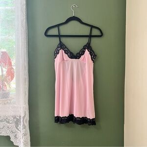 La SENZA Pink Chemise with Black Lace